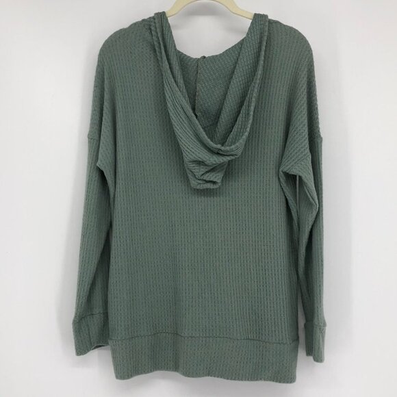 Cherish Sage green waffle knit hooded pullover - Picture 2 of 12